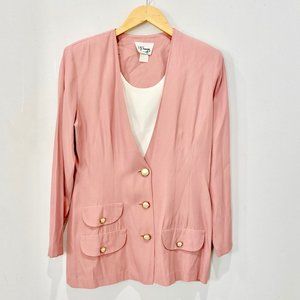 80s 90s Barbie Pink Blazer outfit; Vintage Light Pink Blazer with Pearl Buttons